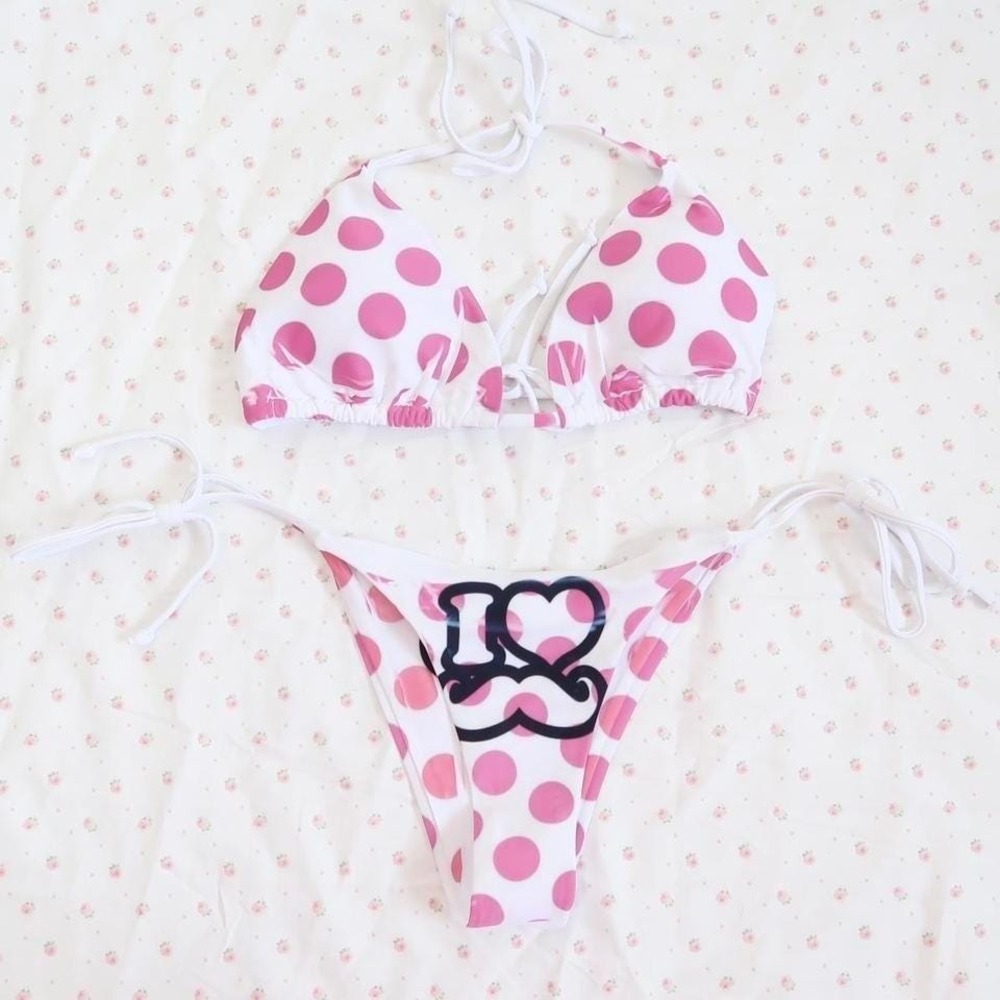 Hot Pink Polka Dot Heart Bikini Set McBling Y2K
